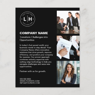 Moderne schwarze benutzerdefinierte Logofoto-Gesch Flyer