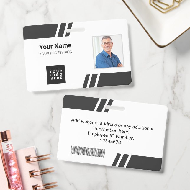 Moderne schwarze benutzerdefinierte Mitarbeiter-ID Ausweis (Büro)