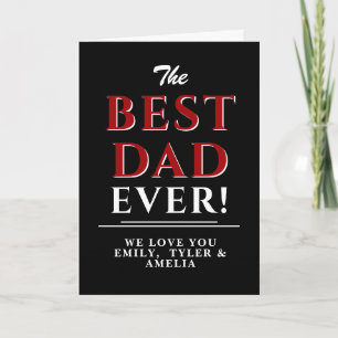 Moderne schwarze beste Dad rote Typografie Vater`s Karte