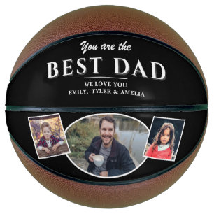 Moderne schwarze beste Dad Vater 3 Foto Collage Basketball