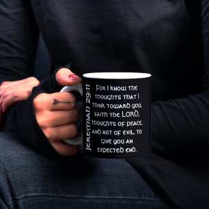 Moderne schwarze Bibelstelle Jeremia 29:11  Zweifarbige Tasse