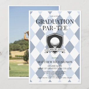 Moderne schwarze blaue Foto-Golf-Abschlussfeier Einladung
