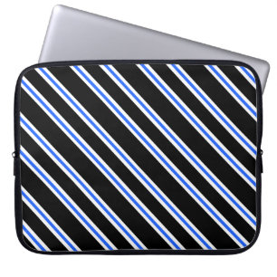 Moderne schwarze blaue Streifen Laptop-Sieb Laptopschutzhülle