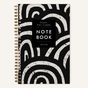 Moderne schwarze Bogenmuster-Motivation Notizbuch