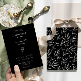 Moderne Schwarze Botanische Minimalistische Hochze Einladung
