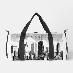 Moderne schwarze Chicago-Duffeltasche mit bedruckt Duffle Bag