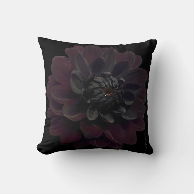Moderne schwarze Dahlie-mit BlumenBlume Kissen (Vorderseite)