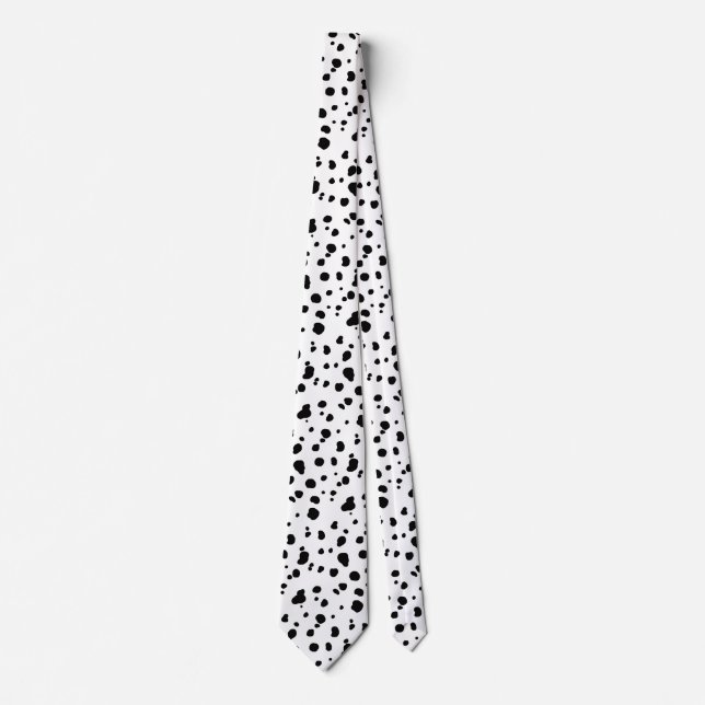 Moderne schwarze Dalmatiner-Spots Krawatte (Vorderseite)