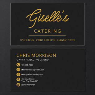 Moderne schwarze elegante Catering-Verpflegung Visitenkarte
