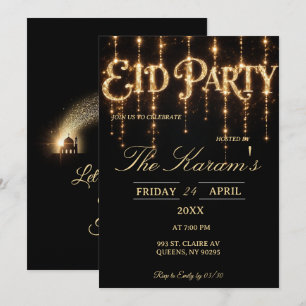 Moderne schwarze elegante Eid-Party-Einladung Einladung