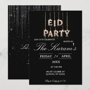 Moderne schwarze elegante Eid-Party-Einladung Einladung