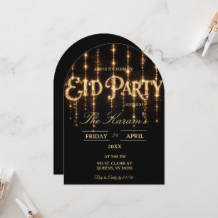 Moderne schwarze elegante Eid-Party-Einladungskart Einladung