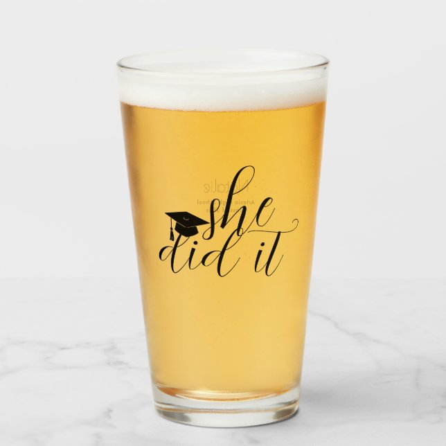 Moderne Schwarze Elegante Schriftart Abschluss Glas (Vorne (Gefüllt))