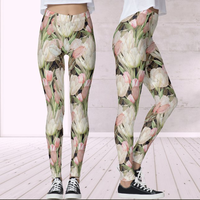 Moderne Schwarze Elegante Tulips mit goldenem Must Leggings (Von Creator hochgeladen)