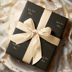 Moderne schwarze falsche Goldlinien-Streifen mit i Geschenkpapier