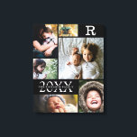Moderne Schwarze Farbblöcke, Reihe 6 FotoCollage Leinwanddruck<br><div class="desc">Moderner Schwarzer Farbblock Familie 6 FotoCollage - mit personalisiertem Familiennamen, Jahr und Anfangsbuchstaben, alle in einem eleganten Rasterlayout angeordnet. Dieses moderne und elegante Design zeigt 6 eigene Bilder wunderschön. In verschiedenen Farbtönen, die zu jeder Zimmerdekoration passen. Ein tolles Urlaubsgeschenk für Großeltern, Eltern, Familie, Freunde und Angehörige. Anpassen Sie es einfach...</div>