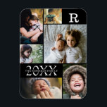 Moderne Schwarze Farbblöcke, Reihe 6 FotoCollage Magnet<br><div class="desc">Moderner Schwarzer Farbblock Familie 6 FotoCollage - mit personalisiertem Familiennamen, Jahr und Anfangsbuchstaben, alle in einem eleganten Rasterlayout angeordnet. Dieses moderne und elegante Design zeigt 6 eigene Bilder wunderschön. In verschiedenen Farbtönen, die zu jeder Zimmerdekoration passen. Ein tolles Urlaubsgeschenk für Großeltern, Eltern, Familie, Freunde und Angehörige. Anpassen Sie es einfach...</div>
