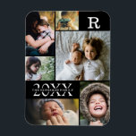 Moderne Schwarze Farbblöcke, Reihe 6 FotoCollage Magnet<br><div class="desc">Moderner Schwarzer Farbblock Familie 6 FotoCollage - mit personalisiertem Familiennamen, Jahr und Anfangsbuchstaben, alle in einem eleganten Rasterlayout angeordnet. Dieses moderne und elegante Design zeigt 6 eigene Bilder wunderschön. In verschiedenen Farbtönen, die zu jeder Zimmerdekoration passen. Ein tolles Urlaubsgeschenk für Großeltern, Eltern, Familie, Freunde und Angehörige. Anpassen Sie es einfach...</div>