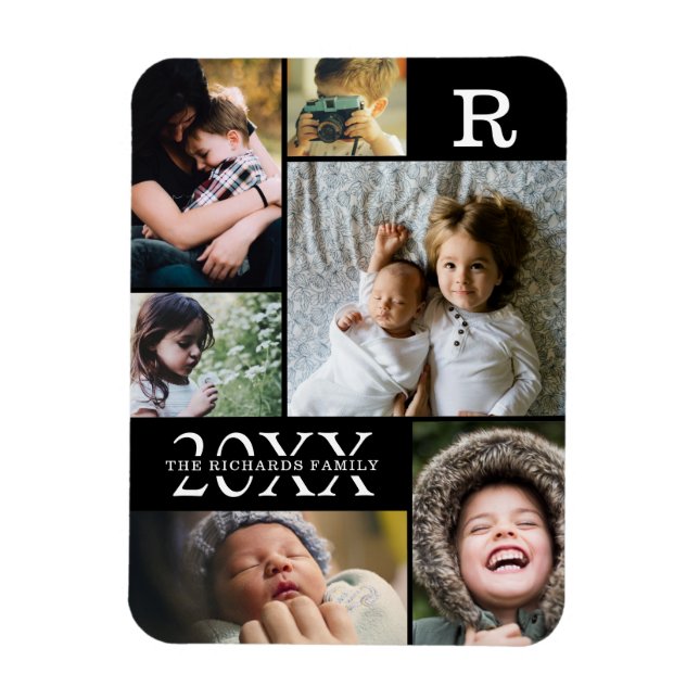 Moderne Schwarze Farbblöcke, Reihe 6 FotoCollage Magnet (Vertikal)
