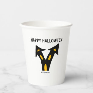 moderne schwarze Fledermausschrift Halloween-Party Pappbecher