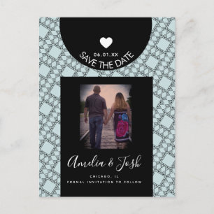 Moderne schwarze Formen Muster Save-the-Date-Postk Postkarte