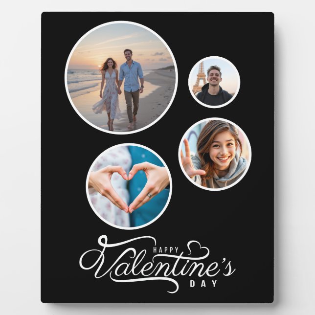 Moderne Schwarze FotoCollage Valentine's Geschenk Fotoplatte (Vorderseite)