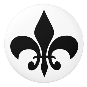 Moderne schwarze französische Lilien-Lilie auf Keramikknauf