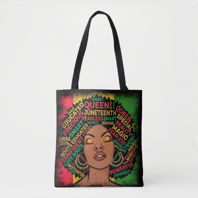 Moderne Schwarze Frau Motivierend Typografie Tasche (Vorderseite)