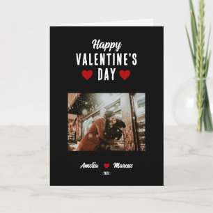 Moderne Schwarze Frohe Valentinstag-Foto Feiertagskarte