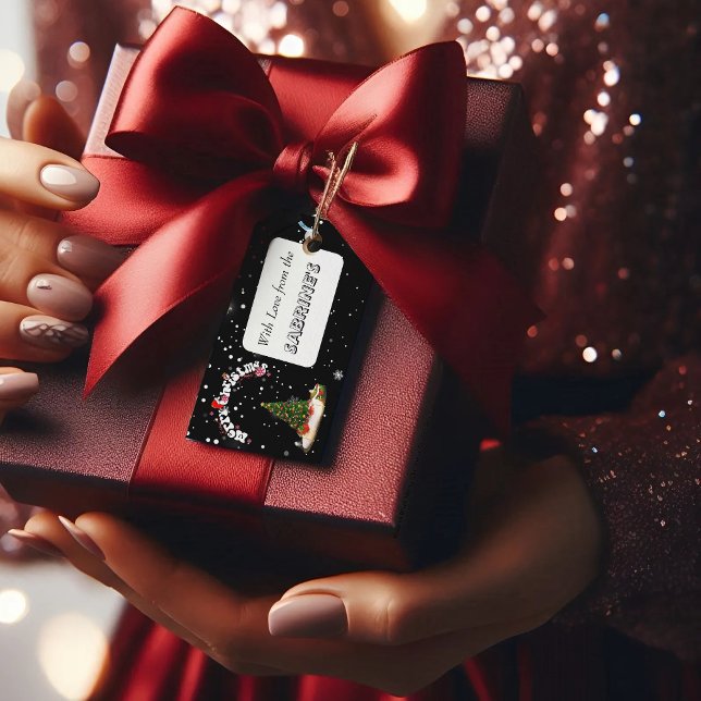 Moderne Schwarze Frohe Weihnachts-Graffiti-Geschen Geschenkanhänger (Von Creator hochgeladen)