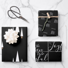 Moderne schwarze, fröhliche Bauernhöfe Weihnachten Geschenkpapier Set