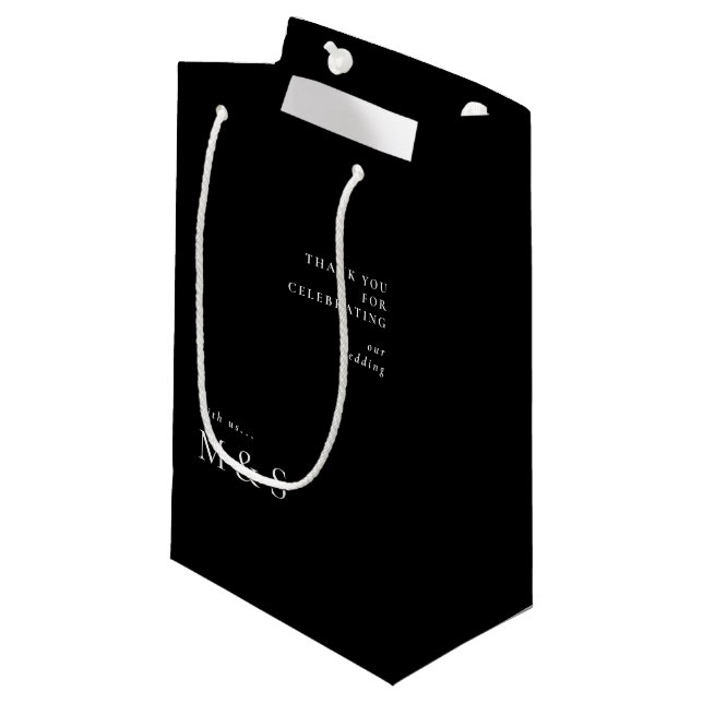 Moderne Schwarze Gastgeschenk Hochzeit Kleine Geschenktüte (Vorderseite Schrägansicht)