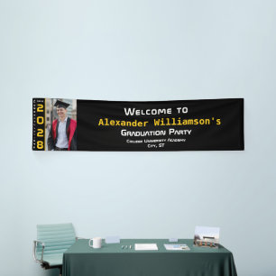 Moderne Schwarze Gelbe Weiße Abschlussfoto Begrüßu Banner