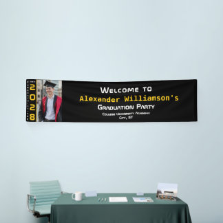 Moderne Schwarze Gelbe Weiße Abschlussfoto Begrüßu Banner