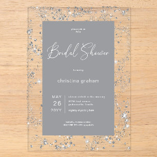 Moderne schwarze Glam-Diamant-Rahmen-Bridal-Lunche Acryleinladungen