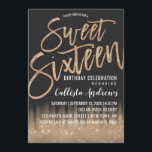 Moderne Schwarze Glitzer Typografie Sweet 16 Einladung<br><div class="desc">Dieses moderne und mädchenhafte Sweet 16 lädt das elegante und trendige Geburtstagsmädchen zum Entspannen ein. Es zeichnet sich durch ein hübsches und glamouröses Imitat gedruckt glänzen Glitzer-Sequin Gold und schwarzen ombre Farbverlauf. Es zeigt auch den funkelnd goldenen Glitzer "16 . Geburtstag" Pinseltypografie. Das elegante und stilvolle Design-Thema wird die Gäste...</div>