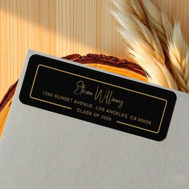 Moderne schwarze Gold-Absender-Adresse  (Von Creator hochgeladen)