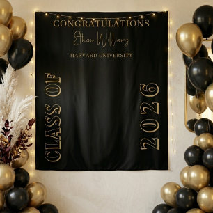 Moderne schwarze Gold Art Deco Abschlussfeier  Wandteppich
