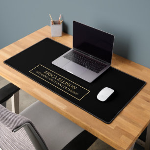 Moderne schwarze Gold Büro Profiname Titel Schreibtischunterlage
