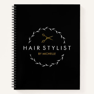 Moderne schwarze Gold-Friseurin Notizbuch