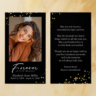 Moderne schwarze Gold-Glitter-Fotogedenkkarte