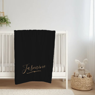 Moderne schwarze Gold-weibliche Schreibschrift Fleecedecke