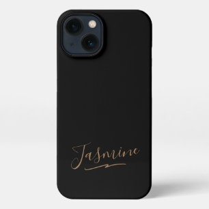 Moderne schwarze Gold-weibliche Schreibschrift iPhone Hülle