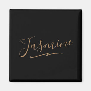 Moderne schwarze Gold-weibliche Schreibschrift Magnet