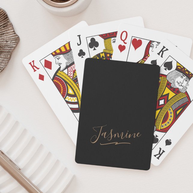Moderne schwarze Gold-weibliche Schreibschrift Spielkarten (Von Creator hochgeladen)