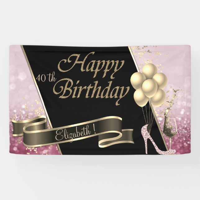 Moderne schwarze Goldballons, Glas, hohe Ferse Banner (Horizontal)