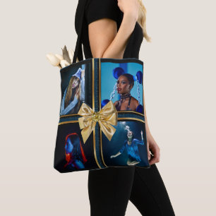 Moderne Schwarze Golden Bow Foto Collage Tasche