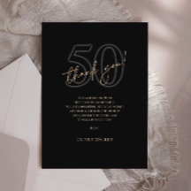Moderne Schwarze Goldene Dankeskkarte zum 50. Gebu