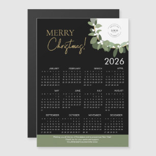 Moderne Schwarze & Goldene Frohe Weihnachten 2026  Magnetkarte