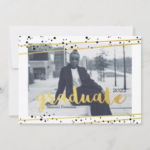 Moderne schwarze, goldene und weiße Abschluss-Einl Einladung
